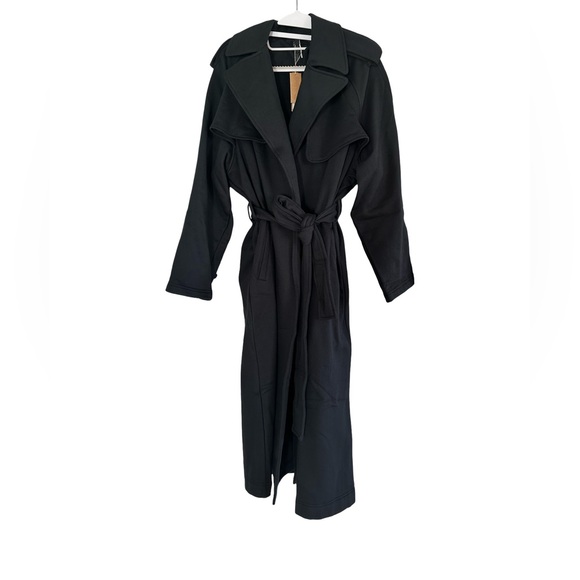 SKIMS NWT Boyfriend Fleece Oversized Trench Coat Onyx Women’s Size XXS - Picture 5 of 7